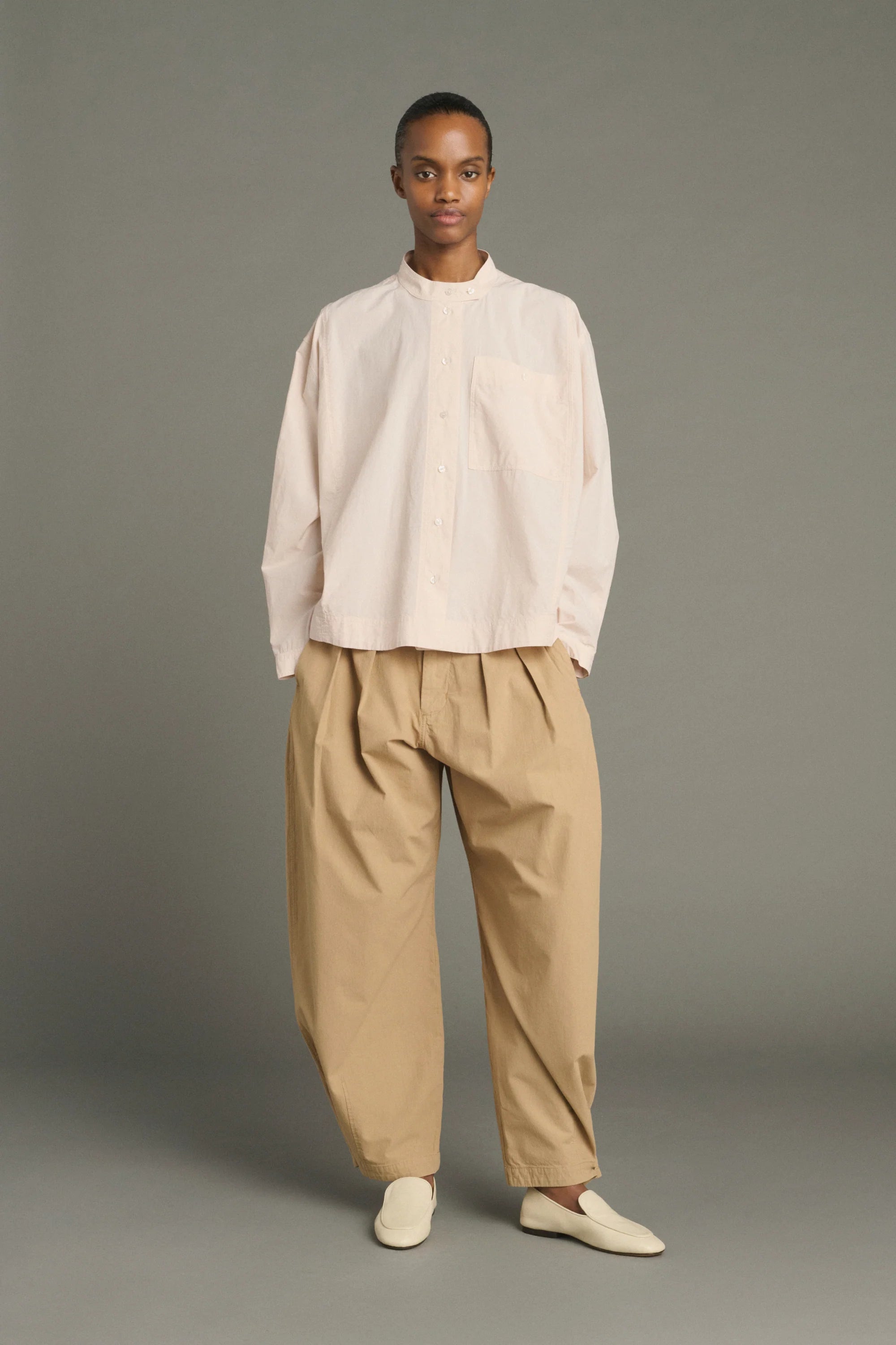 CHEMISE Soeur SANS COL EN POPELINE